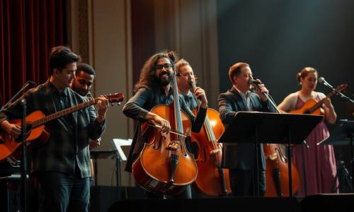 artistas en estados unidos dando un concierto felices