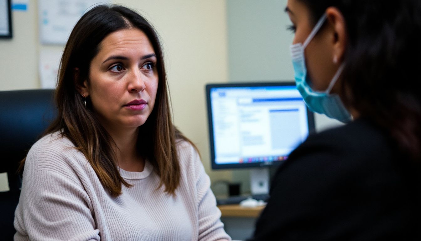 Mujer espectante antes de saber si le han concedido la green card para españoles