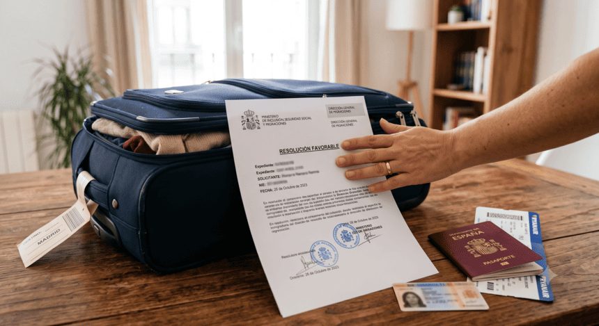 Documento de resolución favorable sellado y compulsado por el ministerio de extranjeria