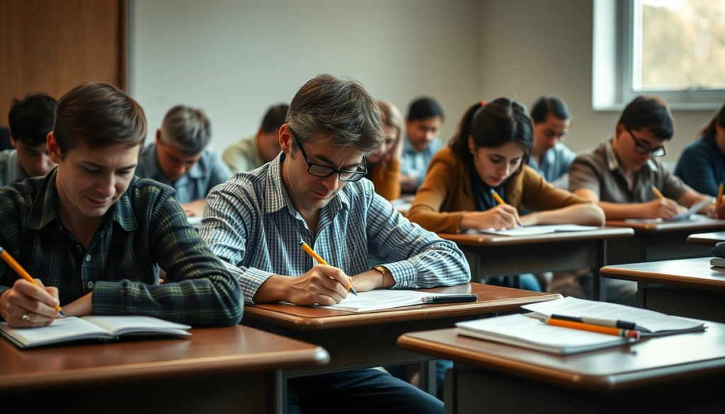 alumnos examinandose para superar los Exámenes de integración: CCSE y DELE A2